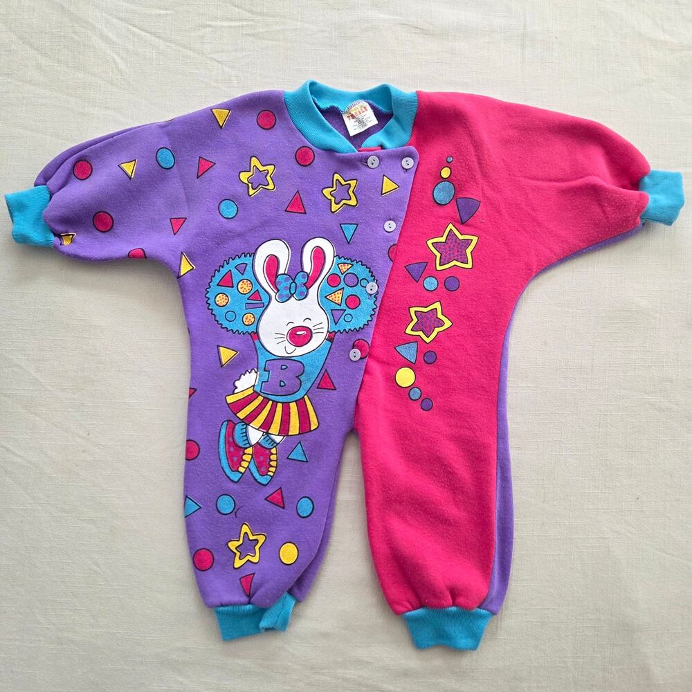 Vintage Color Block Bunny Bodysuit 18 months